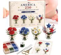 Kit de bouquet de perles patriotiques - Ensemble de bricolage pour le 250e | Artisanat de perles en matériau PET, Kit 20x10x5cm, Instructions, décor floral patriotique, utilisation d'affichage à