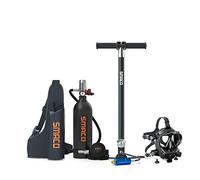 Kit de Bouteille de Plongée SMACO Mini Scuba 1L Avec Masque de Plongée Offrant 15 Minutes de Respiration, Cylindre de Plongée pour la Plongée en Eaux peu Profondes Pas Plus de 33 ft, Ensemble C (Noir)