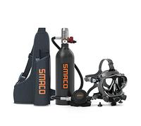 Kit de Bouteille de Plongée SMACO Mini Scuba 1L Avec Masque de Plongée Offrant 15 Minutes de Respiration, Cylindre de Plongée pour la Plongée en Eaux peu Profondes Pas Plus de 33 ft, Ensemble A (Noir)