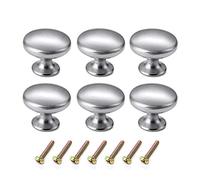 Kit de boutons commode ronds argentés, chrome poli type champignon brosé Poignées de tiroir pour meuble à un trou, armoire de cuisine
