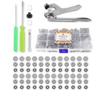 Kit de boutons-pression et pinces en plastique gris Mandala Crafts - Kit de boutons sans couture avec outils - 150 boutons-pression T5 taille 20