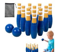 Kit de Bowling d'extérieur pour - Mini Jeu de Bowling pour pelouse | Aiguilles et Boule en Bois Lisses - Sac de Rangement en Maille avec Cordon de Serrage - Activité intérieure et extérieure