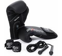 Kit de boxe - O'fitness - Contient : Gants, bandes et corde à sauter - Sacoche de transport inclus Noir G