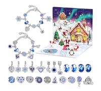 Kit de bracelet - Ensemble de compte à rebours de Noël - Bijoux en perles | 2024 pour adolescentes - Joli bracelet à breloques et boucles d'oreilles - festif pour fabrication de bracelets