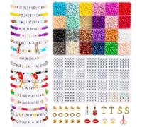 Kit De Bracelets D'amitié 2 Boîtes-4952 Pcs 24 Couleurs Kits De Bracelets Avec 3450 Pcs Perles De Verre, 1040 Pcs Perles De Lettres Et 50 Pcs Perles Numériques Avec Charmes, EUAGS102M01