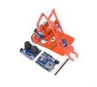 Kit de bras de robot en acrylique compatible Arduino avec fonction griffe pour l'apprentissage manuel en mécanique programmation et ingénierie appliquée (Orange pro)