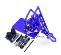 Kit de bras robot en acrylique non monté pour Arduino, 4 degrés de liberté, kit électronique DIY pour apprendre Steam et créativité, noir (Blue pro、)