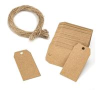 Kit de bricolage 100 étiquettes rectangulaires + ficelle, parfait pour les amateurs d'artisanat