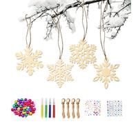 Kit de Bricolage 36 Pcs Flocon de Neige en Bois pour Enfants - Décoration de Noël, Pendentif Arbre de Noël, Cadeau DIY