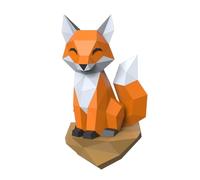 Kit de Bricolage 3D en Papier, Renard Rocheux, Origami, Animaux en Papier, décoration d'intérieur, décoration Low Poly, Tous Les Accessoires Inclus, Cadeau for Adolescents