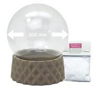 Kit de bricolage - Boule à neige - Do it yourself - Avec boule en verre et socle en polyrésine - Sable beige - Rond cubique - Diamètre : 100 mm - Boule à paillettes - 40106