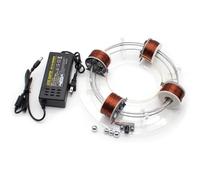 Kit de bricolage d'accélérateur circulaire électromagnétique, modèle de cyclotron sans balais, équipement d'expérimentation de physique acrylique, aide pédagogique de haute technologie(4 Coils)
