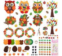 Kit de bricolage d'automne en feutre pour enfants, 11 pièces avec chouette, hérisson, arbres, guirlande, adapté aux enfants à partir de 3 ans, idéal pour Halloween, Noël et Thanksgiving