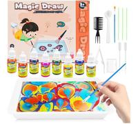 Kit de bricolage de peinture à l'eau marbrée pour enfants, kit de bricolage pour enfants à partir de 6 ans, peinture à marbrer