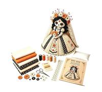 Kit de Bricolage de Poupée en Patchwork du Jour des Morts, Kit de Bricolage en Patchwork avec Squelette de Sorcière, Kits de Fabrication de Poupée en Tissu d'Halloween, Décoration Accessoire de Fête