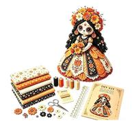 Kit de Bricolage de Poupée en Patchwork du Jour des Morts, Kit de Bricolage en Patchwork avec Squelette de Sorcière, Kits de Fabrication de Poupée en Tissu d'Halloween, Décoration Accessoire de Fête