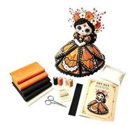 Kit de Bricolage de Poupée en Patchwork du Jour des Morts, Kit de Bricolage en Patchwork avec Squelette de Sorcière, Kits de Fabrication de Poupée en Tissu d'Halloween, Décoration Accessoire de Fête