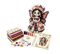 Kit de Bricolage de Poupée en Patchwork du Jour des Morts, Kit de Bricolage en Patchwork avec Squelette de Sorcière, Kits de Fabrication de Poupée en Tissu d'Halloween, Décoration Accessoire de Fête