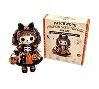 Kit de Bricolage de Poupée en Patchwork du Jour des Morts, Kit de Fabrication de Poupée Squelette de Sorcière en Tissu d'Halloween, Kits de Couture de Crâne en Sucr Décoration Accessoire de Fête