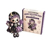 Kit de Bricolage de Poupée en Patchwork du Jour des Morts, Kit de Fabrication de Poupée Squelette de Sorcière en Tissu d'Halloween, Kits de Couture de Crâne en Sucr Décoration Accessoire de Fête