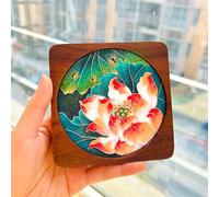 Kit de bricolage en émail cloisonné en forme de fleur de lotus, kit d'artisanat de sous-verre en bois de noyer, peinture en émail filigrane, bricolage, sous-verre pour adultes
