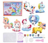 Kit de bricolage licorne en plâtre, 7 pièces de figurines en plâtre licornes à peindre pour enfants