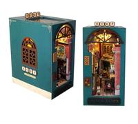 Kit de Bricolage Livre Nook,Bricolage booknook Micro House Building kit avec lumière LED,3D Puzzle en Bois Fin de Livre étagère décoration,Adulte Adolescent Mini Toy House Kit