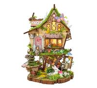 Kit de bricolage miniature pour maison de fées avec LED | Mini maison de poupée fantasy Forest Cabin, puzzle 3D en bois pour adultes, anti-stress, décoration de la maison