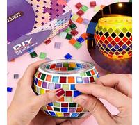 Kit de bricolage mosaïque pour enfants - Kit de bougeoirs créatifs en mosaïque de verre pour filles et garçons - Kit de bricolage pour adultes - Photophore pour la maison - Éclairage, décoration