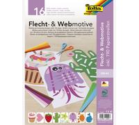 Kit de bricolage MOTIFS À TRESSER & À TISSER folia, 16 feuilles A4 & 190 bandes de papier multicolore TU