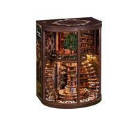 Kit de bricolage pour adultes - Puzzle 3D en bois miniature pour bibliothèque, maison de poupée, bibliothèque, petite maison avec LED, cadeaux pour la famille, les amis (librairie à anneaux)