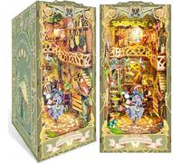Kit de bricolage pour book nook - Maison de poupée miniature à faire soi-même pour adultes et adolescents - Puzzle 3D en bois avec capteur de lumière - Artisanat créatif - Motif paysage féérique vert