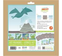 Kit de bricolage pour cartes "Dinosaure" avec pochoirs et tampons, dès 4 ans