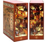 Kit de bricolage pour coin de livre - Puzzle 3D en bois - Décoration avec lumière LED - Maison de poupée miniature - Serre-livres en bois pour enfants et adultes