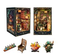 Kit de bricolage pour le coin de livre pour adultes et adolescents - Puzzle 3D en bois miniature - Maison de poupée miniature - Bibliothèque - Bibliothèque - Décoration avec lumière LED - Journal