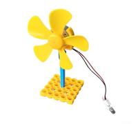 Kit de bricolage pour mini éolienne avec 5 ventilateurs et lumière LED pour projets de foire scientifique et énergie renouvelable Modèles d'apprentissage Jaune ABS 13 x 8 x 3 cm