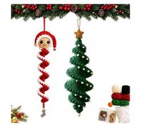 Kit de bricolage pour réaliser au crochet une décoration Kit bricolageNoël | Pour décoration de ，en spirale en forme de bonhomme de neige, comprenant du fil, un crochet et un mode d'emploi(B+D)