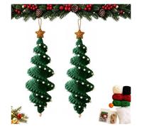 Kit de bricolage pour réaliser au crochet une décoration Kit bricolageNoël | Pour décoration de ，en spirale en forme de bonhomme de neige, comprenant du fil, un crochet et un mode d'emploi(2PCS-D)