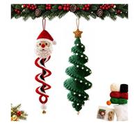 Kit de bricolage pour réaliser au crochet une décoration Kit bricolageNoël | Pour décoration de ，en spirale en forme de bonhomme de neige, comprenant du fil, un crochet et un mode d'emploi D)