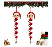 Kit de bricolage pour réaliser au crochet une décoration Kit bricolageNoël | Pour décoration de ，en spirale en forme de bonhomme de neige, comprenant du fil, un crochet et un mode d'emploi(2PCS-B)