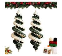 Kit de bricolage pour réaliser au crochet une décoration Kit bricolageNoël | Pour décoration de ，en spirale en forme de bonhomme de neige, comprenant du fil, un crochet et un mode d'emploi(2PCS-E)