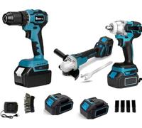 Kit de bricolage professionnel complet 3 en 1 avec perceuse visseuse sans fil, meuleuse d'angle sans fil, perceuse à impulsion dévisse les boulons 68V