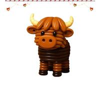 Kit de bricolage vache des Highlands - Kit de fabrication de boutons | Décoration de sapin de Noël | Ensemble de pendentifs animaux 3D amusants faits à la main, projet de vacances facile pour les