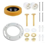 Kit de bride de toilette standard en plastique ABS avec anneau de cire et boulons de montage pour la compatibilité du tuyau d'évacuation (blanc)