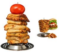 Kit de brochettes pour friteuse à kebab, broche verticale en acier inoxydable avec bac récupérateur de 9 cm de hauteur totale pour kebab, viande grillée, gyros dans la friteuse à air, passe au