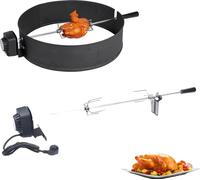 Kit de brochettes pour gril de rôtisserie, compatible avec les grils de 80 cm, construction en métal chromé, capacité de charge de 10 kg