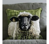Kit de Broderie à Crochets pour Adultes,Housse de Coussin 43x43 cm avec Motif Prédécoupé Coloré,Décoration Saisonnière Confortable,Idéal pour Amateurs et Artisans,Mouton à nez noir