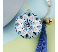 Kit de broderie à faire soi-même avec boule ronde, fils colorés, pompons, clochette, aiguilles, outils de recherche assortis pour loisirs créatifs, sacs, décoration de porte-clés