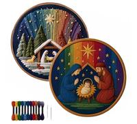 Kit de broderie à faire soi-même pour crèche de Noël - Stitch The Holy Story - Kit de broderie chrétienne pour adultes débutants - Kit de point de croix de Noël avec une touche spirituelle - Œuvre
