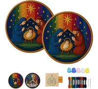 Kit de broderie à faire soi-même pour crèche de Noël - Stitch The Holy Story - Kit de broderie chrétienne pour adultes débutants - Kit de point de croix de Noël avec une touche spirituelle - Œuvre